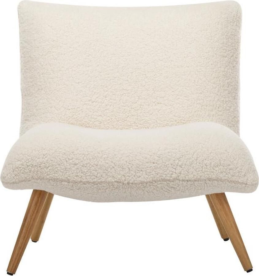 Vente-unique Fauteuil van stof PEPITA Teddy stof Wit L 77 cm x H 81 cm x D 90 cm