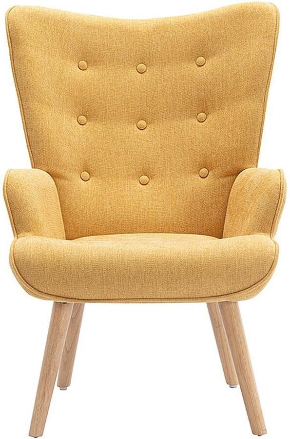 Vente-unique Fauteuil van stof VATELY Mosterdgeel L 69 cm x H 95.5 cm x D 78 cm - Foto 3