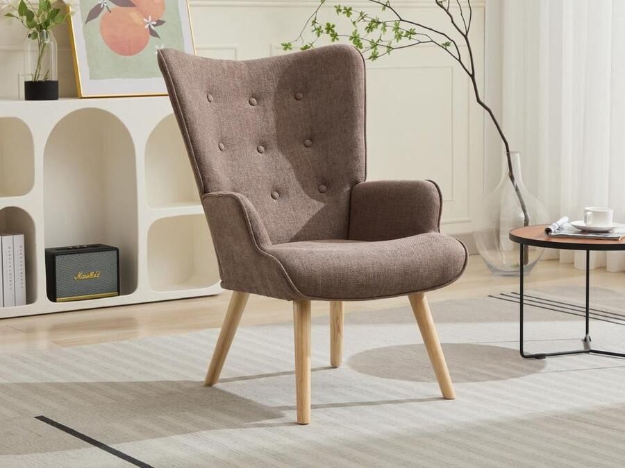 Vente-unique Fauteuil van taupegrijs stof VATELY L 69 cm x H 95.5 cm x D 78 cm