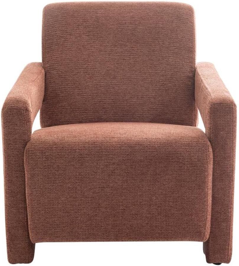Vente-unique Fauteuil van terracottakleurige stof met textuur ISPARTA L 65 cm x H 71 cm x D 83 cm