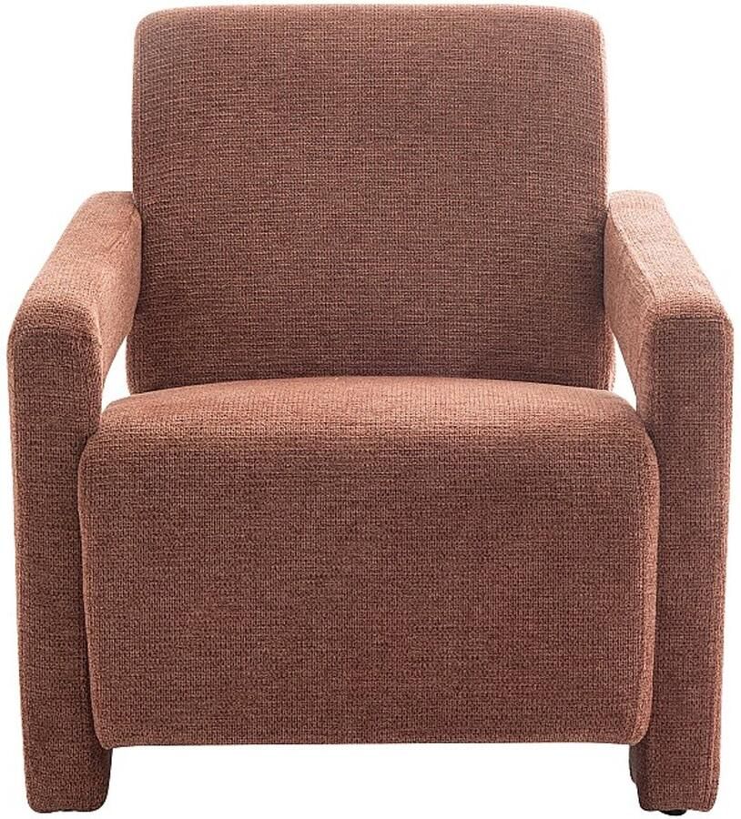 Vente-unique Fauteuil van terracottakleurige stof met textuur ISPARTA L 65 cm x H 71 cm x D 83 cm - Foto 2