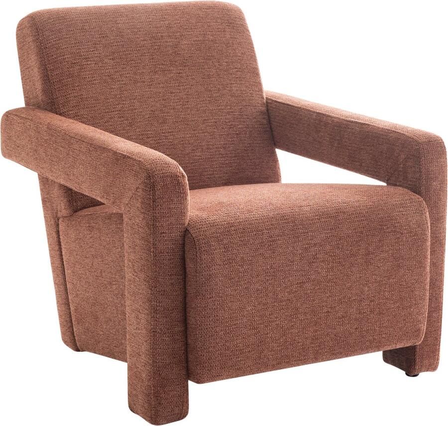 Vente-unique Fauteuil van terracottakleurige stof met textuur ISPARTA L 65 cm x H 71 cm x D 83 cm - Foto 2