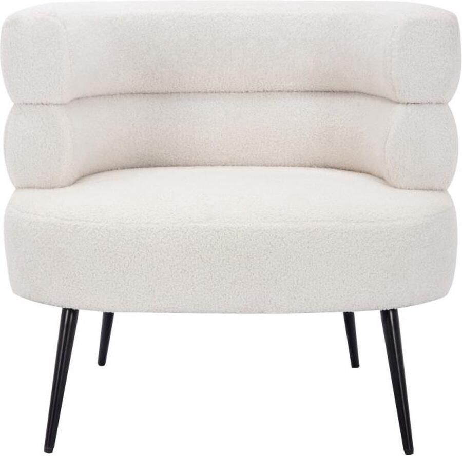 Vente-unique Fauteuil van witte boucléstof CAMEDO L 80 cm x H 73 cm x D 74 cm