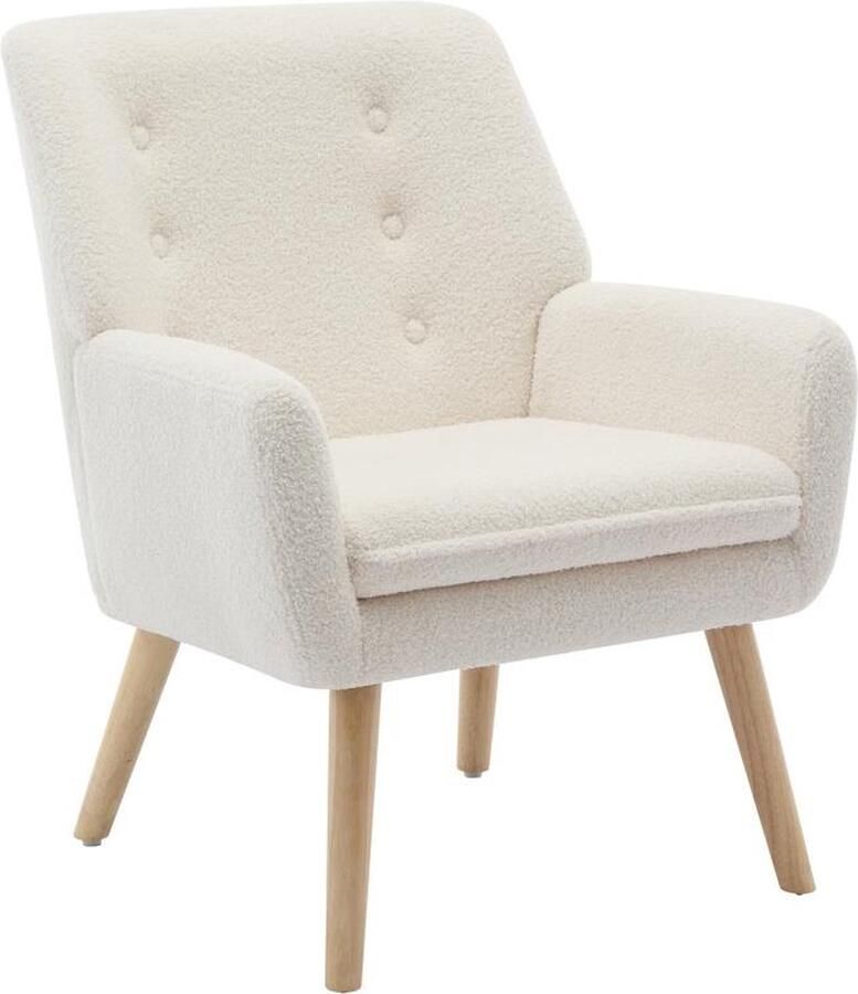 Vente-unique Fauteuil van witte boucléstof SERINO L 65 cm x H 79 cm x D 68 cm