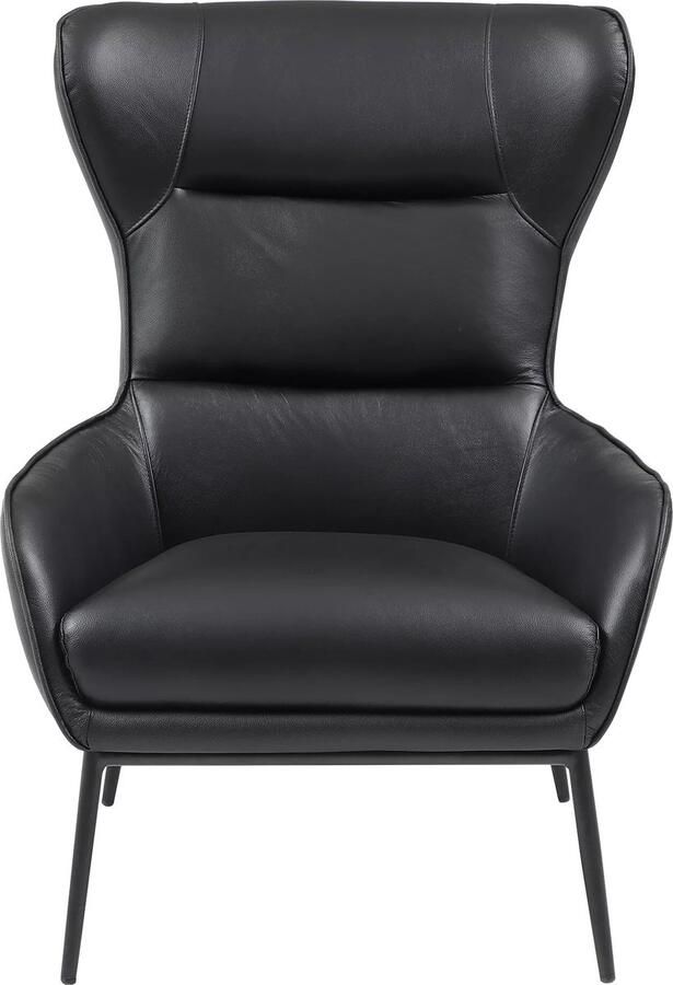 Vente-unique Fauteuil van zwart buffelleder DINNIA L 69 cm x H 95 cm x D 95 cm - Foto 3