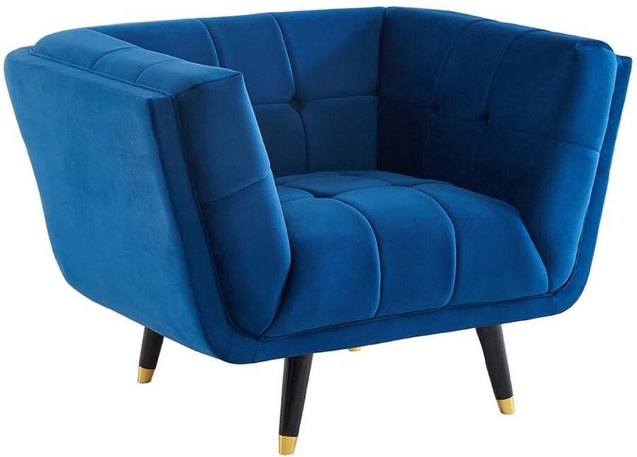 Vente-unique Fluwelen fauteuil SAMANTHA II Middernachtblauw L 110 cm x H 76 cm x D 91 cm - Foto 3