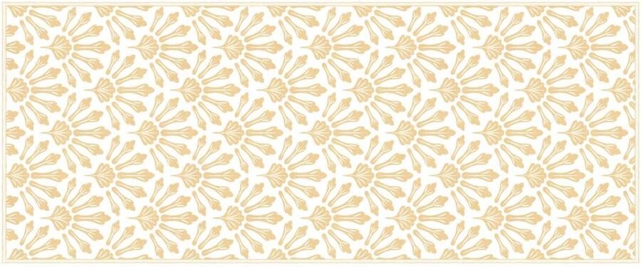 Vente-unique Gangtapijt van vinyl met art-decostijl 66 x 160 cm Beige en wit DUCHESSY L 160 cm x H 1.5 cm x D 66 cm