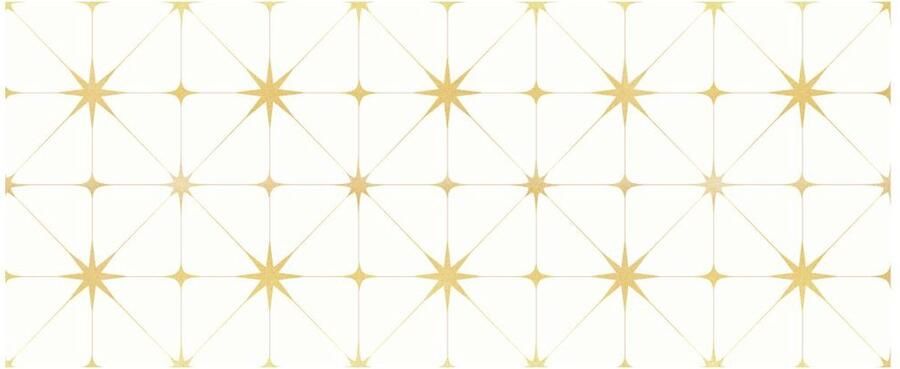 Vente-unique Gangtapijt van vinyl met art-decostijl 66 x 160 cm Wit en goudkleurig CAROZA L 160 cm x H 1.5 cm x D 66 cm