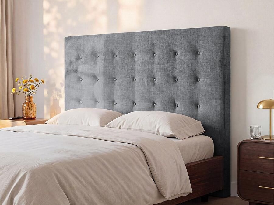 Vente-unique Gecapitonneerd hoofdbord 180 cm Stof Grijs FRANCESCO L 184.5 cm x H 125 cm x D 9.5 cm - Foto 4