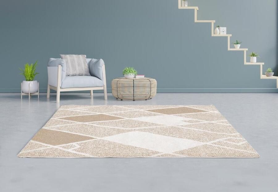 Vente-unique Geometrisch tapijt 160 x 230 cm Beige LAZINA L 230 cm x H 3 cm x D 160 cm