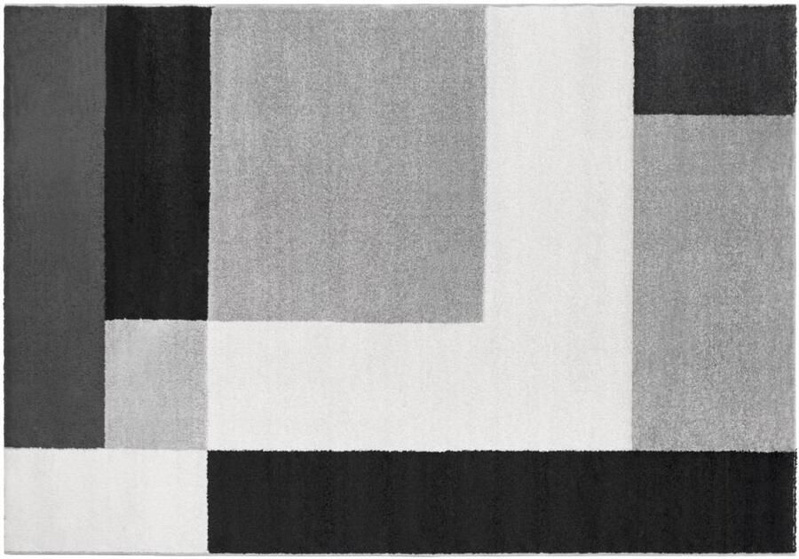 Vente-unique Geometrisch tapijt 160 x 230 cm Zwart wit en grijs CARINO L 230 cm x H 1 cm x D 160 cm