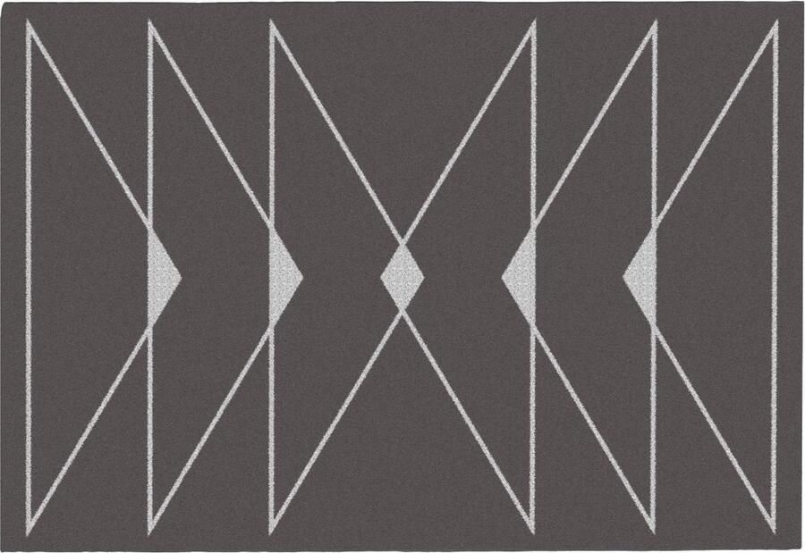 Vente-unique Geometrisch tapijt met lurex-afwerking 160 x 230 cm Taupegrijs TROZIA L 230 cm x H 1.6 cm x D 160 cm