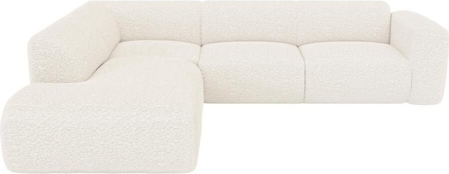 Vente-unique Grote hoekbank met hoek links met rugleuning aan de meridienne van witte boucléstof POGNI van Maison Céphy L 269 cm x H 73 cm x D 221 cm - Foto 2