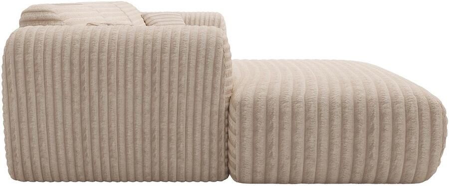 Vente-unique Grote hoekbank met hoek links van beige ribfluweel met brede ribbels POGNI van Maison Céphy L 280 cm x H 73 cm x D 165 cm - Foto 4