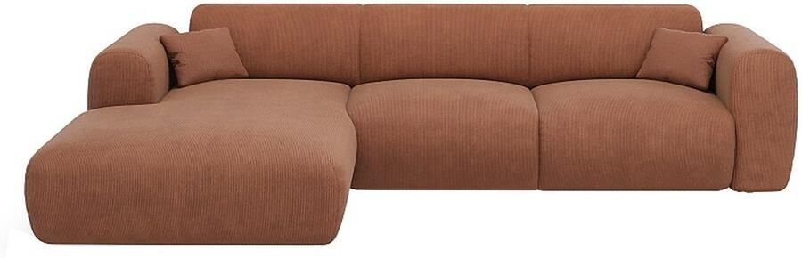 Vente-unique Maison Céphy Grote hoekbank links in terracotta gekleurd gestructureerd stoffen POGNI van Maison Céphy L 280 cm x H 73 cm x D 165 cm - Foto 5