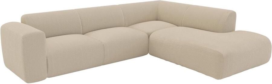 Vente-unique Grote hoekbank met hoek rechts met rugleuning aan de meridienne van beige boucléstof POGNI van Maison Céphy L 269 cm x H 73 cm x D 221 cm - Foto 2