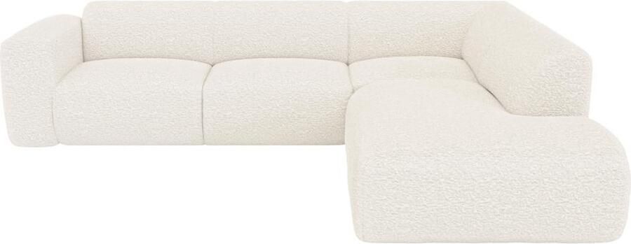 Vente-unique Grote hoekbank met hoek rechts met rugleuning aan de meridienne van witte boucléstof POGNI van Maison Céphy L 269 cm x H 73 cm x D 221 cm