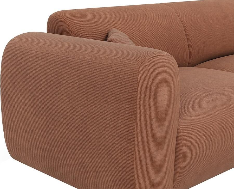 Vente-unique Maison Céphy Grote hoekbank met hoek rechts van terracottakleurige stof met structuur POGNI van Maison Céphy L 280 cm x H 73 cm x D 165 cm - Foto 2