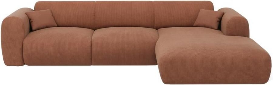 Vente-unique Maison Céphy Grote hoekbank met hoek rechts van terracottakleurige stof met structuur POGNI van Maison Céphy L 280 cm x H 73 cm x D 165 cm - Foto 2