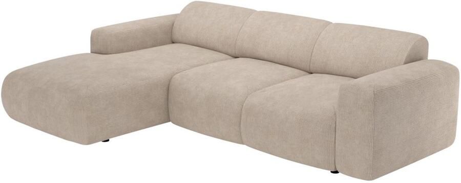 Vente-unique Grote hoekslaapbank met hoek links van beige ribfluweel met fijne ribbels POGNI van Maison Céphy - Foto 2