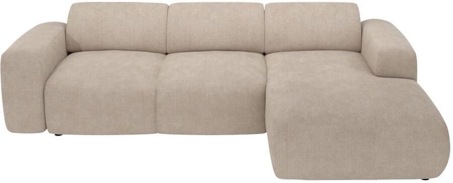 Vente-unique Grote hoekslaapbank met hoek rechts van beige ribfluweel met fijne ribbels POGNI van Maison Céphy - Foto 2