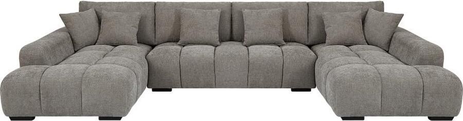 Vente-unique Grote hoekzitbank in grijze stof BERENIA L 364 cm x H 82 cm x D 210 cm