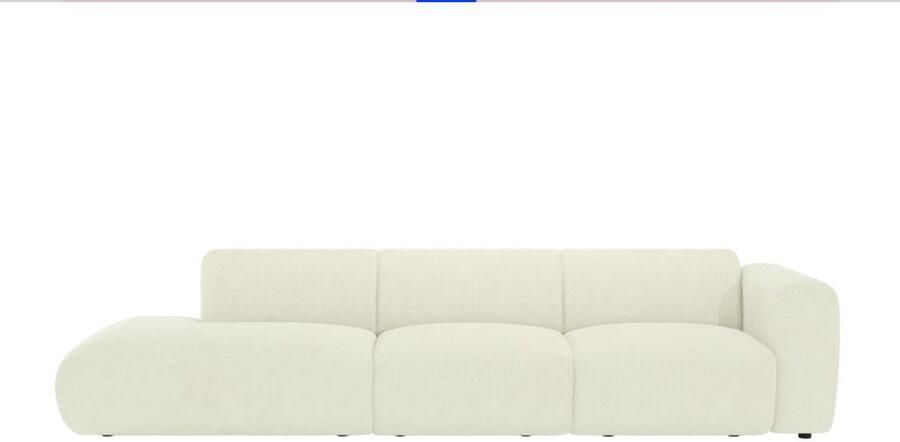 Vente-unique Grote zitbank met 5 plaatsen met armleuning rechts in beige textuurstof POGNI van Maison Céphy L 310 cm x H 73 cm x D 96 cm