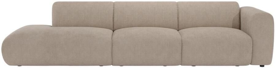 Vente-unique Grote zitbank met 5 plaatsen met armleuning rechts in beige textuurstof POGNI van Maison Céphy L 310 cm x H 73 cm x D 96 cm - Foto 2