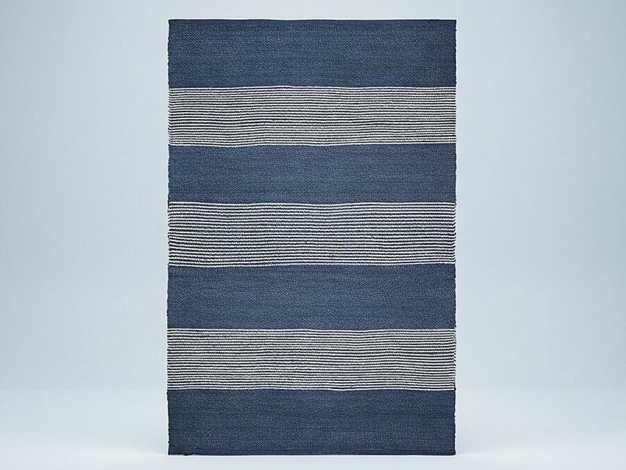 Vente-unique Handgeweven jute tapijt KOCHI 200 x 290 cm Donkerblauw en wit L 290 cm x H 2 cm x D 200 cm - Foto 2
