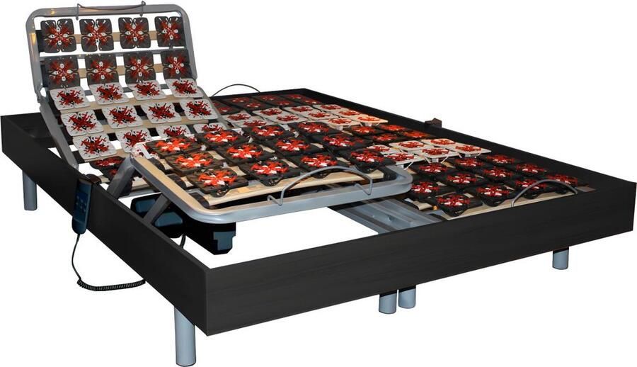 Vente-unique Handmatig verstelbare bedbodem 2x48 met contactplaatjes kleur zwart hout van DREAMEA 2x70x190cm motoren OKIN L 190 cm x H 35 cm x D 140 cm - Foto 3