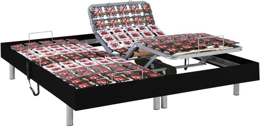 Vente-unique Handmatig verstelbare bedbodem 2x48 met contactplaatjes kleur zwart hout van DREAMEA 2x70x190cm motoren OKIN L 190 cm x H 35 cm x D 140 cm - Foto 3