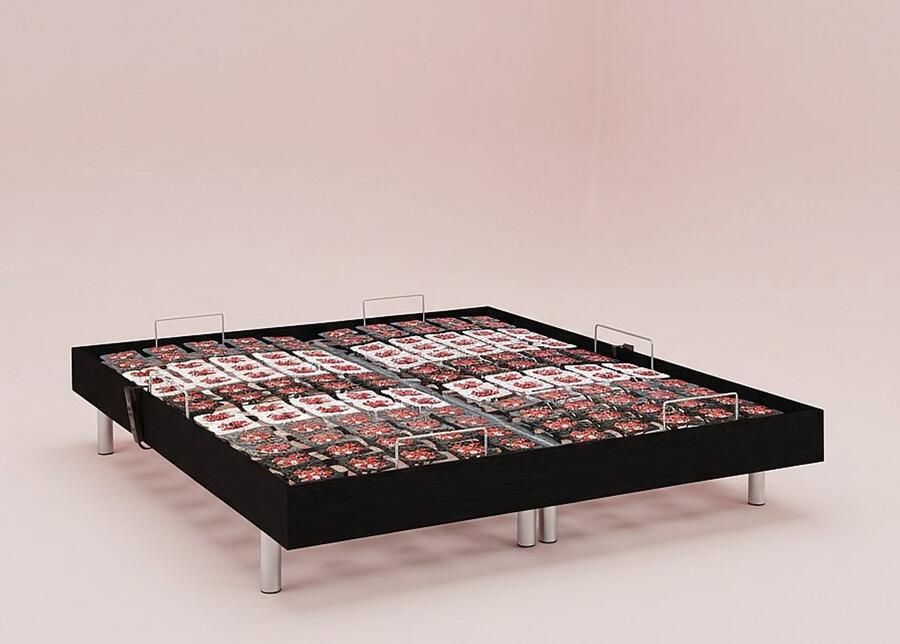 Vente-unique Handmatig verstelbare bedbodem 2x48 met contactplaatjes kleur zwart hout van DREAMEA 2x70x190cm motoren OKIN L 190 cm x H 35 cm x D 140 cm - Foto 2