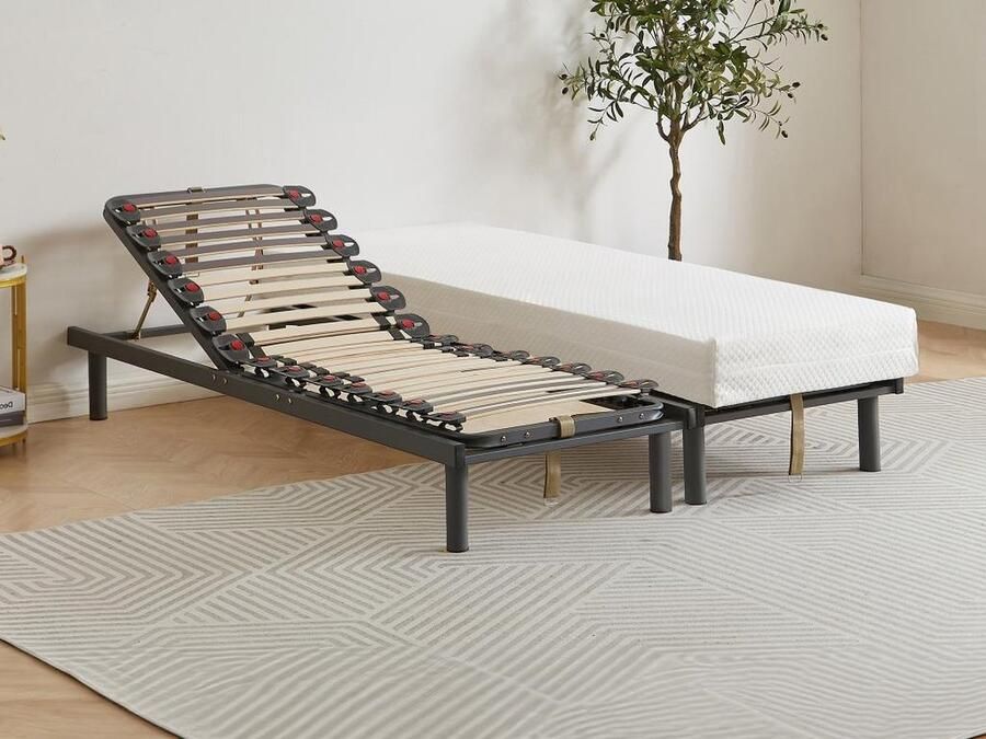 Vente-unique Handmatig verstelbare bedbodem op pinnen 3 slaapvlakken stevigheid instelbaar met schuifknoppen 70x190 cm L 188 cm x H 27 cm x D 68 cm