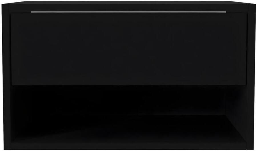 Vente-unique Hangend nachtkastje 1 lade en 1 nis Zwart RITAMI L 60 cm x H 35 cm x D 40 cm