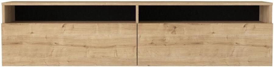 Vente-unique Hangende TV-meubel met 2 deurtjes en 2 vakken Naturel KIRIYA L 180 cm x H 42.5 cm x D 36.8 cm - Foto 2