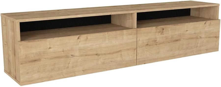 Vente-unique Hangende TV-meubel met 2 deurtjes en 2 vakken Naturel KIRIYA L 180 cm x H 42.5 cm x D 36.8 cm