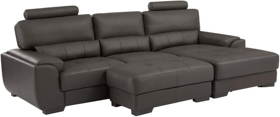 Vente-unique Hoekbank en poef van leer METROPOLITAN II bruin hoek rechts L 275 cm x H 94 cm x D 152 cm - Foto 2