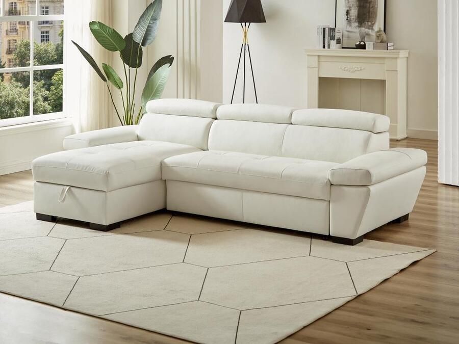 Vente-unique Hoekbank JONOVA Leer Wit Hoek links L 256 cm x H 83 cm x D 154 cm - Foto 4