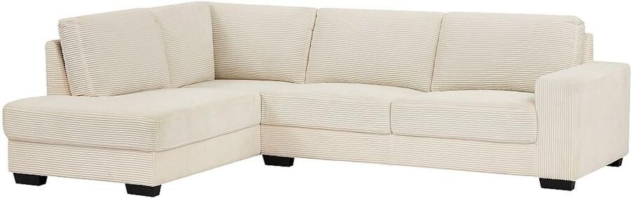 Vente-unique Hoekbank met hoek links in ribfluwelen stof kleur beige MESETA