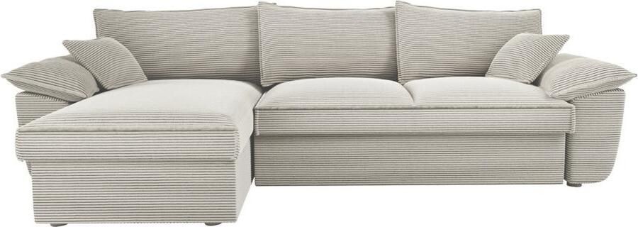 Vente-unique Hoekbank met hoek links met opbergruimte Lichtgrijze stof GUILLERMO L 257 cm x H 88 cm x D 168 cm - Foto 5