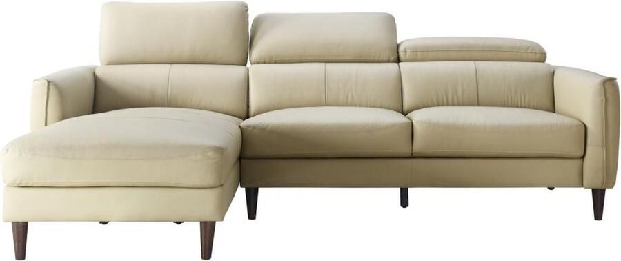 Vente-unique Hoekbank met hoek links van beige buffelleer SALVI L 248 cm x H 77 cm x D 179 cm