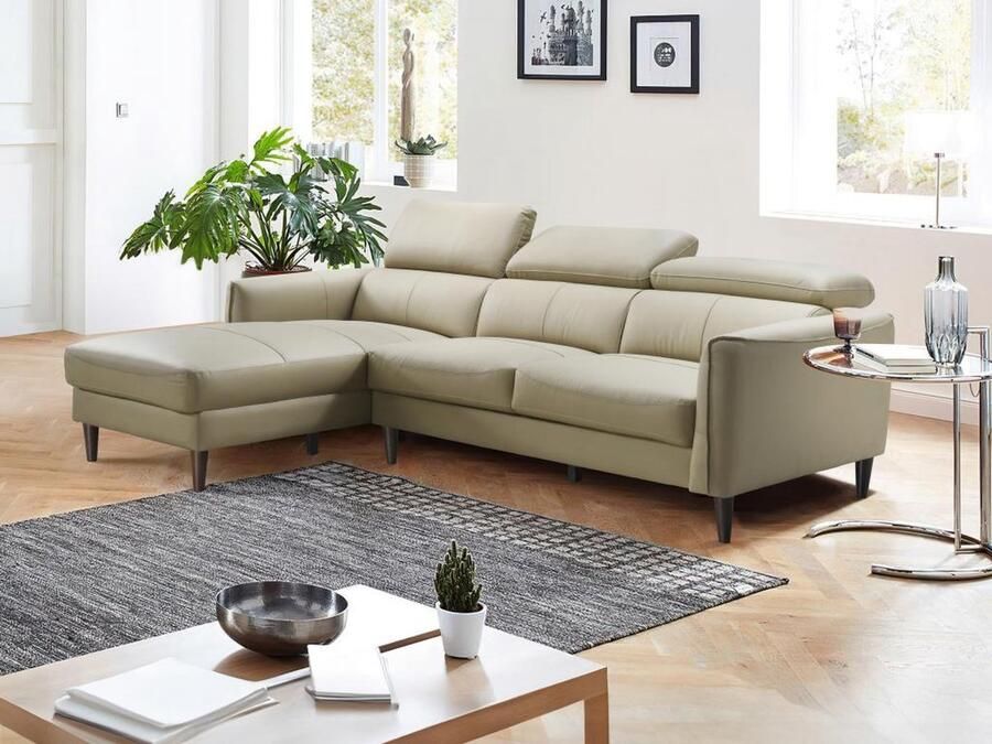 Vente-unique Hoekbank met hoek links van beige buffelleer SALVI L 248 cm x H 77 cm x D 179 cm - Foto 2