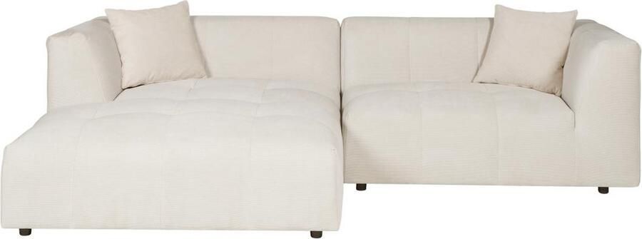 Vente-unique Hoekbank met hoek links van beige ribfluweel NAEMIA van Maison Céphy L 272 cm x H 70 cm x D 161 cm - Foto 3