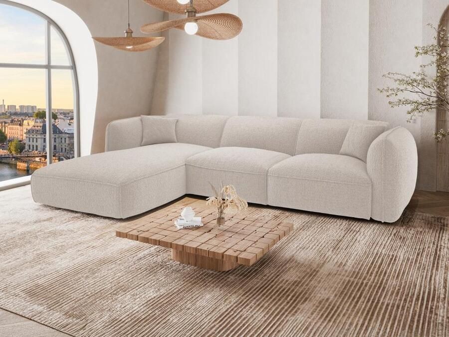 Vente-unique Hoekbank met hoek links van beige stof CAMILIO van Maison Céphy L 272 cm x H 74 cm x D 165 cm - Foto 2