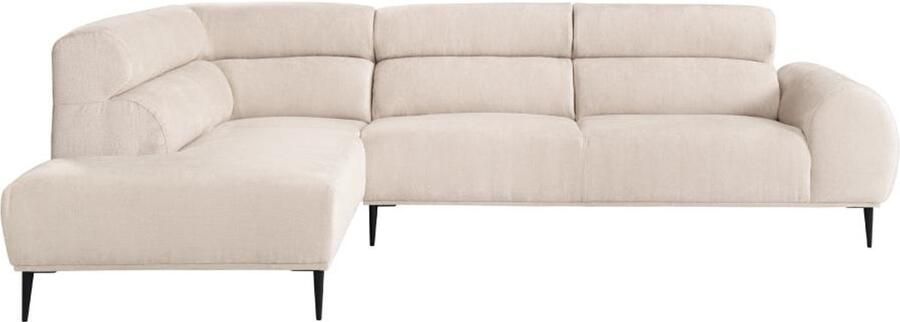 Vente-unique Hoekbank met hoek links van beige stof met textuur MALIADA