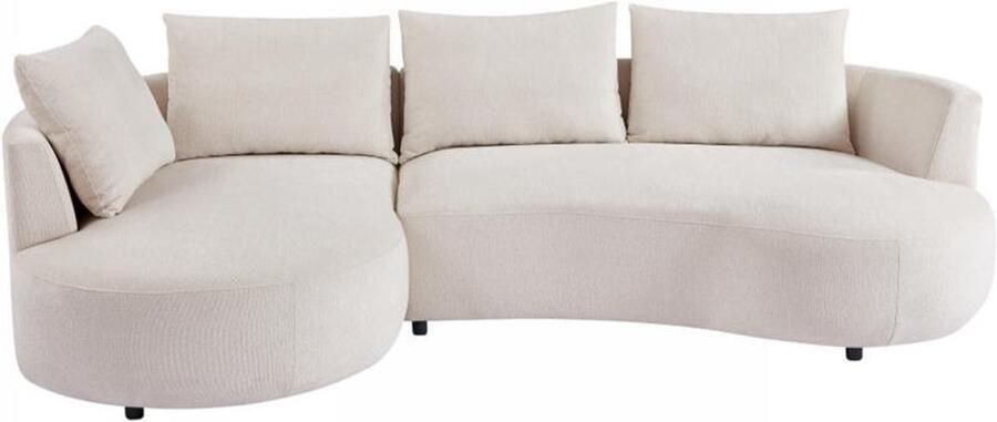 Vente-unique Hoekbank met hoek links van beige velours met textuur LOUSADO L 285 cm x H 87 cm x D 158 cm - Foto 2