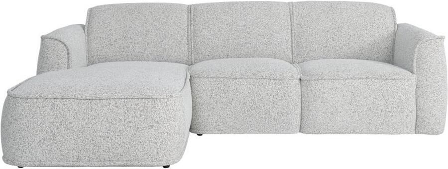 Vente-unique Hoekbank met hoek links van grijs gechineerde stof DIOMARO