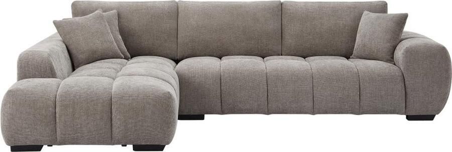 Vente-unique Hoekbank met hoek links van grijze stof BERENIA L 298 cm x H 82 cm x D 207 cm