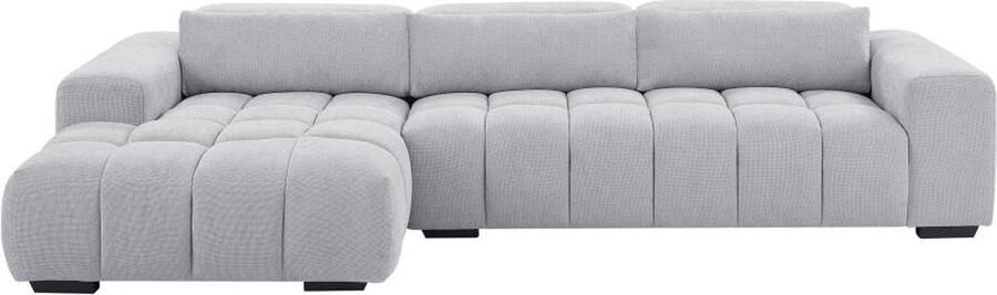 Vente-unique Hoekbank met hoek links van grijze stof met textuur LOPONZA L 312 cm x H 68 cm x D 183 cm - Foto 2