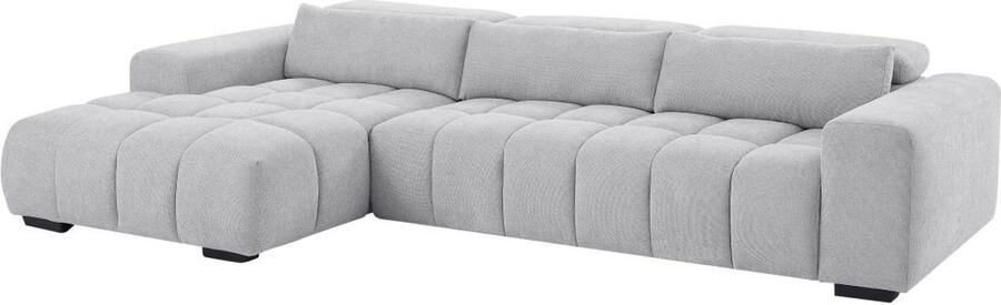 Vente-unique Hoekbank met hoek links van grijze stof met textuur LOPONZA L 312 cm x H 68 cm x D 183 cm